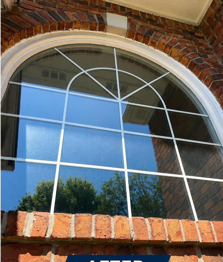 Same exterior window streak-free after Apex Exteriors water-fed pole cleaning